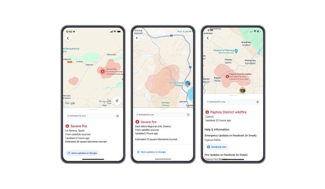 Neue Funktion Google Maps warnt jetzt vor Waldbränden in Südeuropa